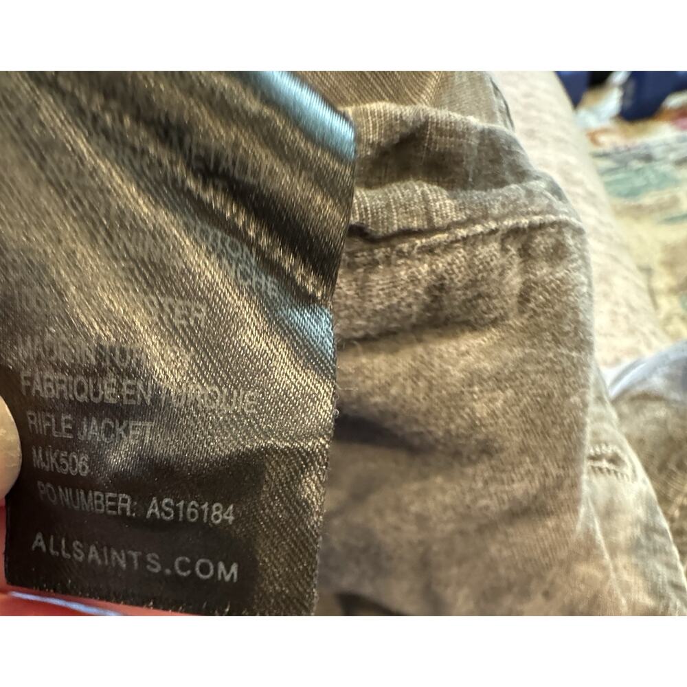 AllSaints Spitalfields Mens Gray Military Field Jacket Drawstring Waist size M - Picture 14 of 15